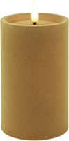Cilgro candela LED a colonna velluto marrone 7,5x7,5x12,5cm decorazione