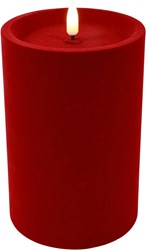 Cilgro candela LED a colonna velluto rosso 10x10x15cm - illuminazione d'atmosfera