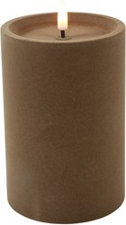 Cilgro candela LED pilastro velluto luce d'atmosfera 10x10x15cm taupe