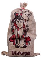 Sacco regalo in juta Sinterklaas stampato 60x102cm festa Sinterklaas