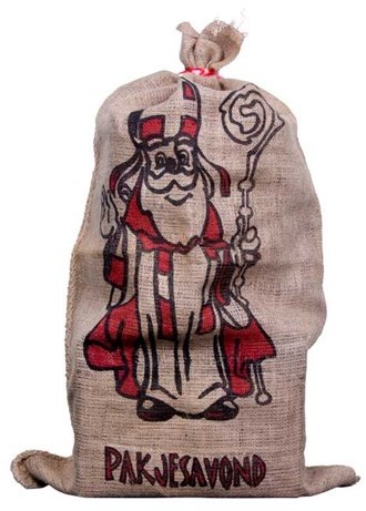 Sacco regalo in juta Sinterklaas stampato 60x102cm festa Sinterklaas
