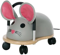 Wheelybug cavalcabile Topo grande - Giocattolo in legno grigio per bambini