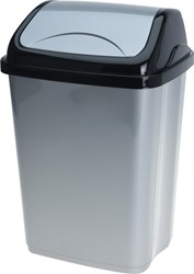 Pattumiera swing 5 litri nero grigio - cestino compatto in plastica