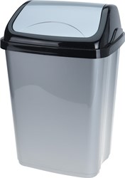 Afvalbak swing 16 litri nero grigio pattumiera plastica cucina