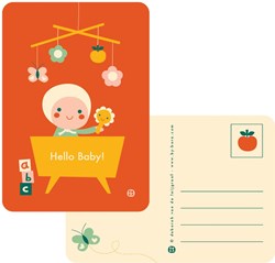 Bora Shop cartolina lettino neonato - Biglietto Hello baby