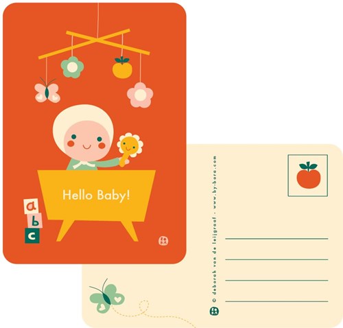 Bora Shop cartolina lettino neonato - Biglietto Hello baby