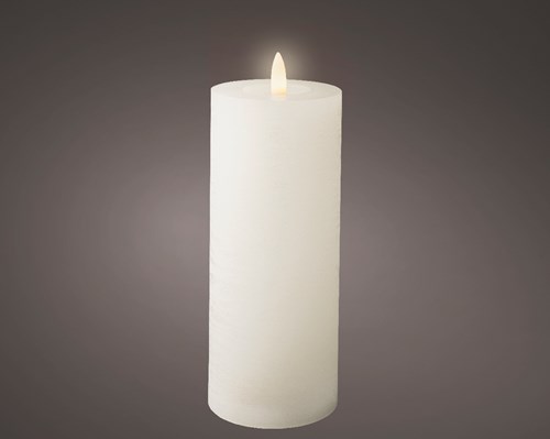 Candela LED rustica bianca con timer - 7x19 cm - illuminazione d'atmosfera