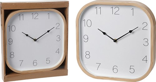 Orologio da parete effetto legno quadrato decorazione 30x30cm multicolore