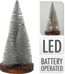 Albero di Natale 30cm con LED e timer - Giocattolo decorativo argento