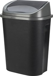 Pattumiera plastica 50 litri grigio nero con coperchio