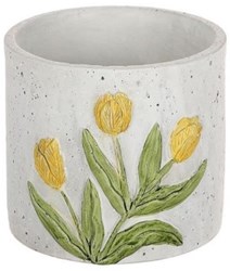 HBX natural living vaso tulipano giallo plastica decorazione Ø12,5xH11,3cm