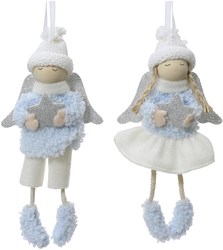 Decoris decorazione natalizia angelo blu/bianco 8x3x16cm