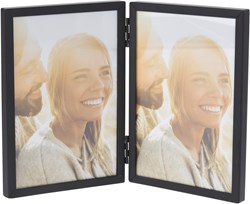 Doppia cornice per foto in metallo nero 22x16cm giocattolo decorativo