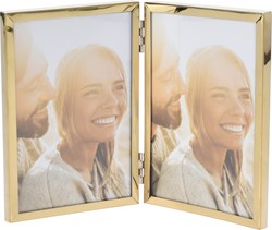 Portafoto doppio metallo 22x16x1cm oro regalo decorativo