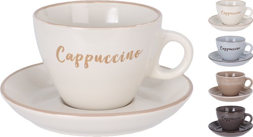 HH - Koopman set tazza e piattino cappuccino in gres assortiti
