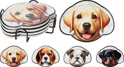 Set sottobicchieri cane cartone giocattolo 4 pezzi con supporto