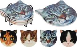 Sottobicchiere Gatto set in cartone - 4 pezzi con supporto multicolore