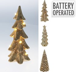 Albero di Natale LED oro 21cm decorazione luminosa - 3 modelli assortiti
