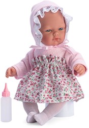 Bambola Asi bambola neonato Oli 30cm vestito fiori rossi plastica