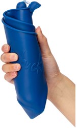 Scrunch secchiello giocattolo blu pieghevole secchiello da spiaggia resistente