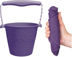 Scrunch secchiello giocattolo viola pieghevole silicone spiaggia bambini