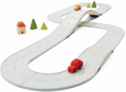 PlanToys Giocattoli in legno Set strada e rotaia in gomma - Grande