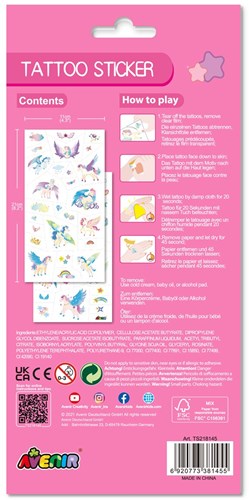 Avenir tatuaggi adesivi tatuaggio bambini Pegasus 52 pezzi multicolore-2