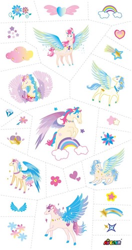 Avenir tatuaggi adesivi tatuaggio bambini Pegasus 52 pezzi multicolore