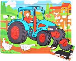 BigJigs puzzle in legno trattore - 9 pezzi - giocattolo educativo
