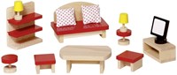 Goki soggiorno casa delle bambole set mobili in legno accessori-3