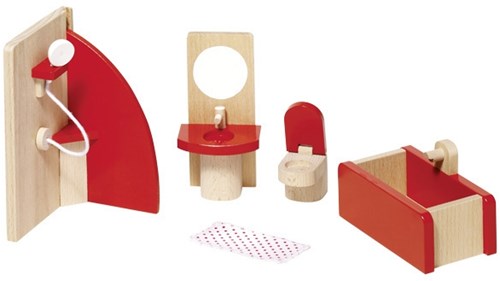 Goki bagno casa delle bambole set accessori in legno per casa delle bambole-2