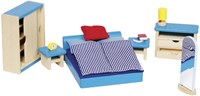 Goki casa delle bambole camera da letto set mobili legno accessori 14 pezzi-2