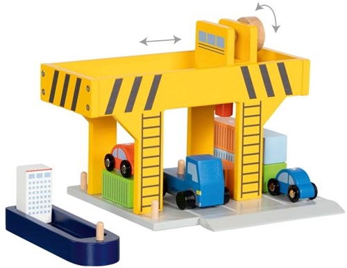 Goki gru portuale giocattolo gru per bambini - gru in legno-2