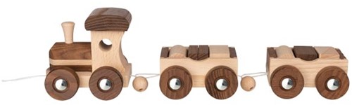 Goki treno in legno Amsterdam - trenino giocattolo con blocchi-2