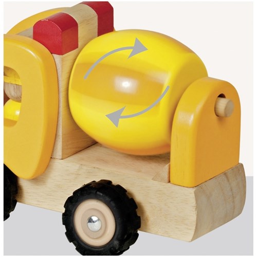 Goki betoniera in legno veicolo da cantiere con ruote in gomma giallo-3