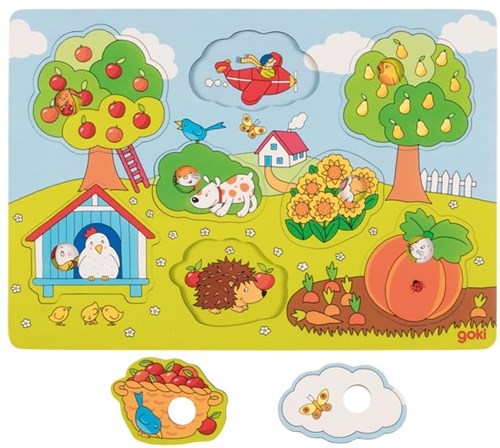 Goki puzzle in legno - giocattolo educativo tema giardino, 8 pezzi-2