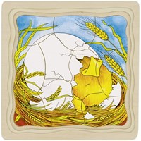Goki puzzle a strati in legno Gallina - giocattolo educativo 44 pezzi-2