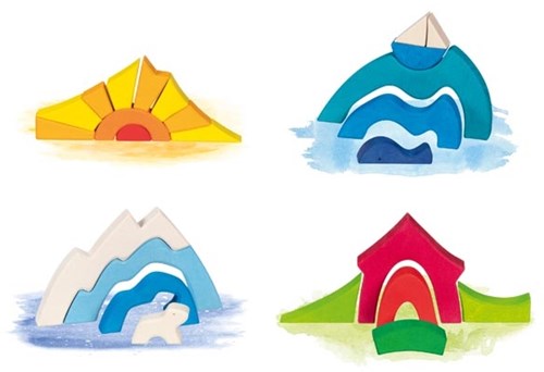 Goki blocchi da costruzione in legno puzzle piccolo orso polare - giocattolo educativo-2