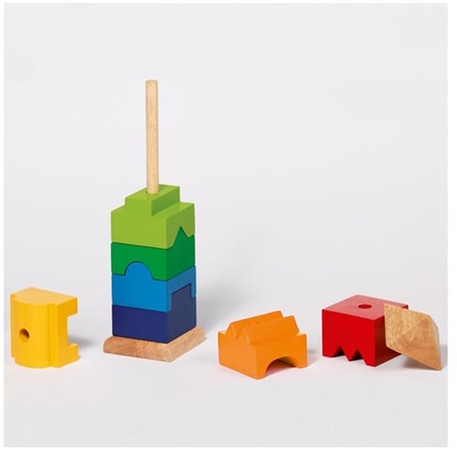 Goki torre impilabile in legno giocattolo educativo colorato FSC-2