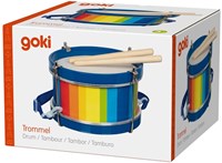 Goki tamburo in legno giocattolo musicale con tracolla e bacchette-2