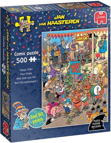 Puzzle Jumbo Jan van Haasteren Fijne 90ste! 500 pezzi cartone animato-2