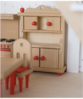 Goki cucina casa delle bambole set mobili in legno completo rosso-3