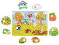 Goki puzzle in legno - giocattolo educativo tema giardino, 8 pezzi-3