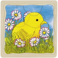 Goki puzzle a strati in legno Gallina - giocattolo educativo 44 pezzi-3