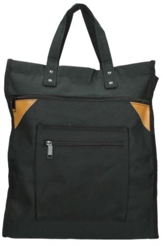 Beagles borsa della spesa nera robusta tela ampia shopper con cerniera