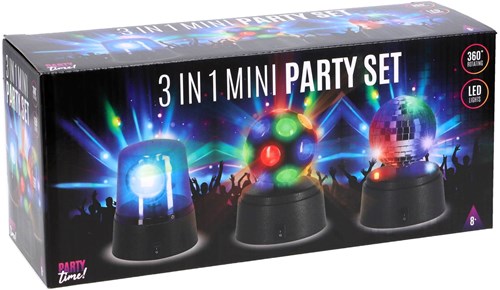 Party Time set luci da discoteca - Mini illuminazione party 3 pezzi - Multicolore