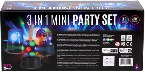 Party Time set luci da discoteca - Mini illuminazione party 3 pezzi - Multicolore-2