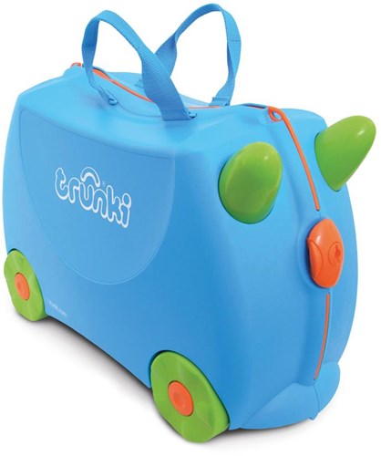 Trunki Valigia Bambini Ride-On Blu Terrance - Bagaglio a Mano con Ruote
