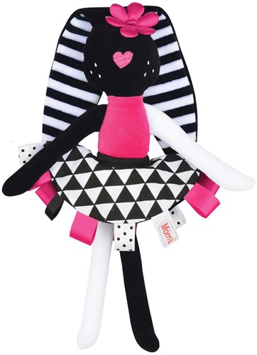 Mom's Care peluche sensoriale coniglio per neonati bianco-nero