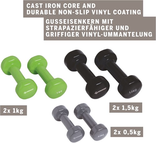 Schildkröt set manubri fitness 6 pezzi con rivestimento in vinile e valigetta-2